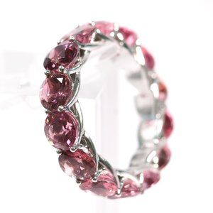 Pink tourmaline and 14k white gold eternity band